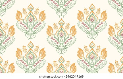 Hand draw Ikat floral paisley embroidery.Ikat ethnic oriental pattern traditional.Aztec style abstract vector illustration.great for textiles, banners, wallpapers, wrapping vector design.