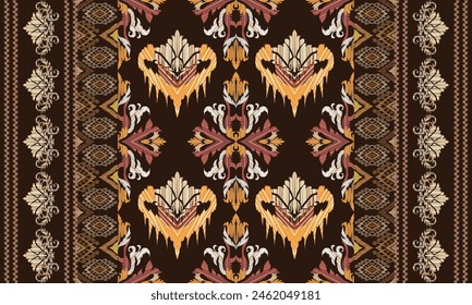 Hand draw Ikat floral paisley embroidery.Ikat ethnic oriental seamless pattern traditional.Aztec style abstract vector illustration.great for textiles, banners, wallpapers, wrapping vector design.