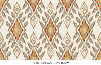 Hand draw Ikat floral paisley embroidery.Ikat ethnic oriental seamless pattern traditional.Aztec style abstract vector illustration.white background.great for textiles, banners, wallpapers, wrapping.