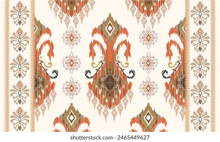 Hand draw Ikat floral paisley embroidery.Ikat ethnic oriental pattern traditional.Aztec style abstract vector illustration.white background.great for textiles, banners, wallpapers, wrapping.