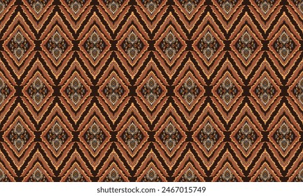 Hand draw Ikat floral paisley embroidery.Ikat ethnic oriental pattern traditional.Aztec style abstract vector illustration.black background.great for textiles, banners, wallpapers.