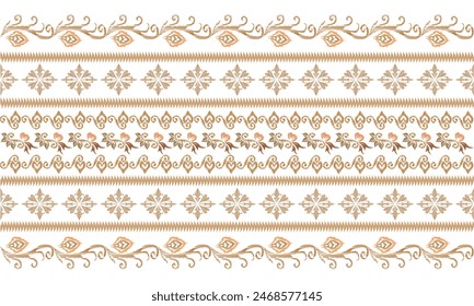 Hand draw Ikat floral paisley embroidery.geometric ethnic oriental pattern traditional.Aztec style abstract vector illustration.white background.great for textiles, banners, wallpapers.