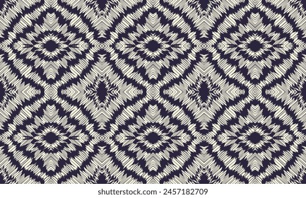 Hand draw Ikat geometric folklore ornament with diamonds. Tribal ethnic vector texture. Seamless striped pattern in Aztec style.great for textiles, banners, wallpapers, wrapping vector design.