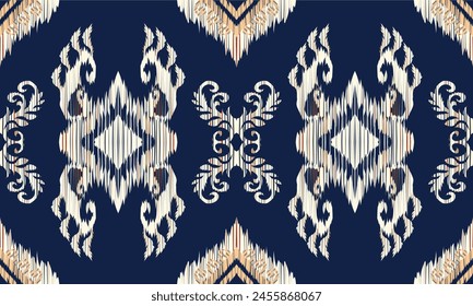 Hand draw Ikat paisley embroidery .geometric ethnic oriental seamless pattern traditional.Aztec style abstract vector illustration.great for textiles, banners, wallpapers, wrapping vector design.