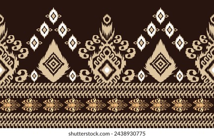 Hand draw Ikat paisley embroidery.geometric ethnic oriental seamless pattern traditional.Aztec style abstract vector.great for textiles, banners, wallpapers, wrapping vector design.
