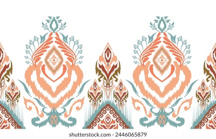 Hand draw Ikat paisley embroidery.geometric ethnic oriental seamless pattern traditional.Aztec style abstract vector illustration.great for textiles, banners, wallpapers, wrapping vector.