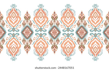 Hand draw Ikat paisley embroidery.geometric ethnic oriental seamless pattern traditional.Aztec style abstract vector illustration.great for textiles, banners, wallpapers, wrapping vector.