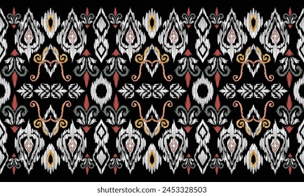 Hand draw Ikat paisley embroidery.geometric ethnic oriental seamless pattern traditional.Aztec style abstract vector illustration.great for textiles, banners, wallpapers, wrapping vector design.