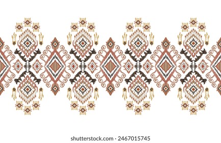 Hand draw Ikat paisley embroidery.geometric ethnic oriental seamless pattern traditional.Aztec style abstract vector illustration.white background.great for textiles, banners, wallpapers.