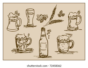 hand draw illustration with beer