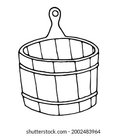 Hand draw illustration Bowl, Logo basin. Wood container icon