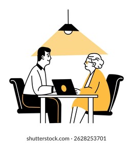 Um desenho à mão ilustração de um consultor jurídico 
