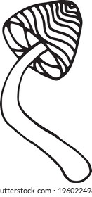 Hand draw illustration of a mushroom. Digital doodle abstract. Psychedelic art 