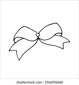 Hand Draw Illustration Ribbon Outline Bow Stock Vector (Royalty Free ...