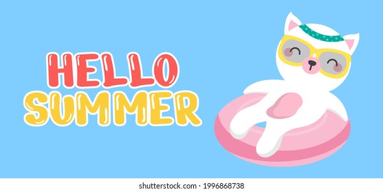 Hand draw illustration of summer greeting banner. Vector