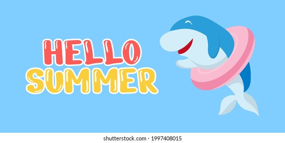 Hand draw illustration of summer greeting banner. Vector