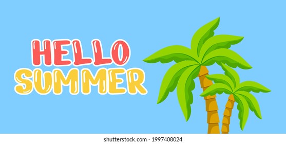 Hand draw illustration of summer greeting banner. Vector