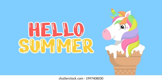 Hand draw illustration of summer greeting banner. Vector