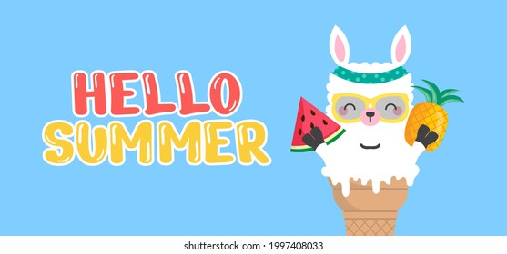 Hand draw illustration of summer greeting banner. Vector