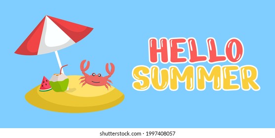 Hand draw illustration of summer greeting banner. Vector