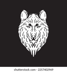 ilustración de mano lobo de color blanco negro vector