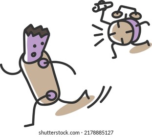 handgezeichnete Illustrationen, die nicht mehr zeitaufwendiger Zeichentrickchartoon-Charakter 