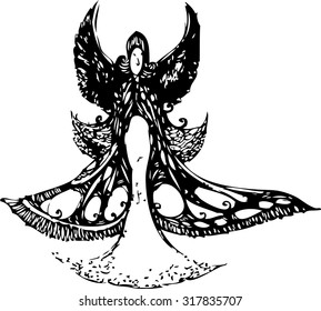hand draw of imagination angel wing design create