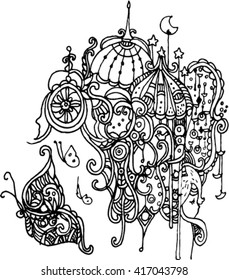 hand draw of imagination butterfly design