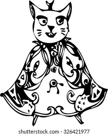 hand draw of imagination cat design for card 