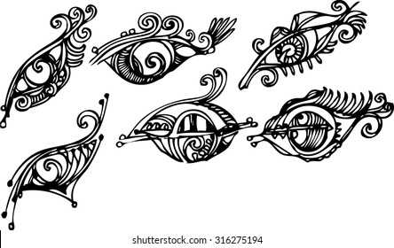 hand draw of imagination eye design zentangle