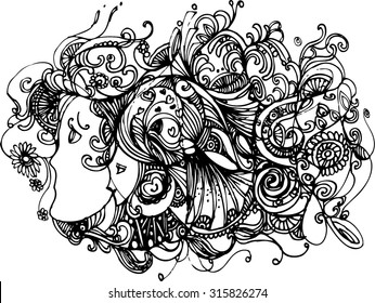 hand draw of imagination face mask design zentangle