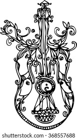 hand draw of imagination guitar design