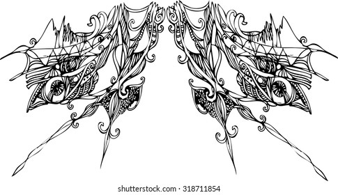hand draw of imagination line art design