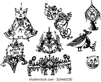 hand draw of imagination line art design for card