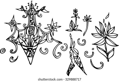 hand draw of imagination line art design