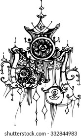 hand draw of imagination line art for card