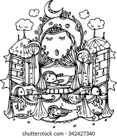 hand draw of imagination line art for card 