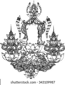 hand draw of imagination line art for card. Thai art inspiration