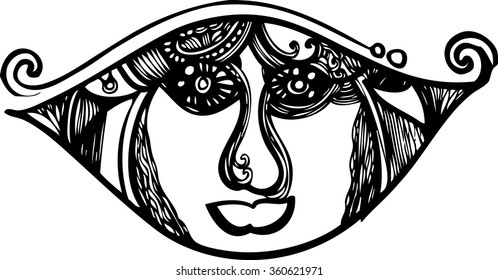hand draw of imagination line art design