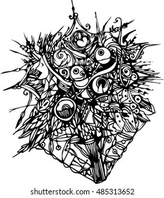 hand draw of imagination line art design for card