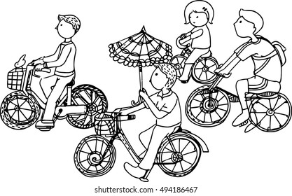 hand draw of imagination line art design for cartoon book