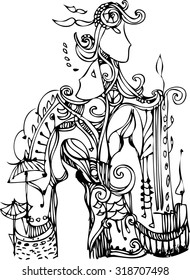 hand draw of imagination mask design
