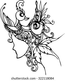 hand draw of imagination mask design for card