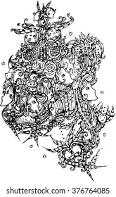 hand draw of imagination mask design 