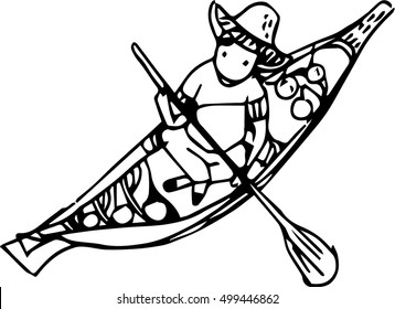 hand draw of imagination oarsman. line art design