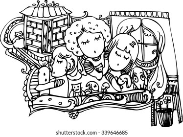 hand draw of imagination sleep design