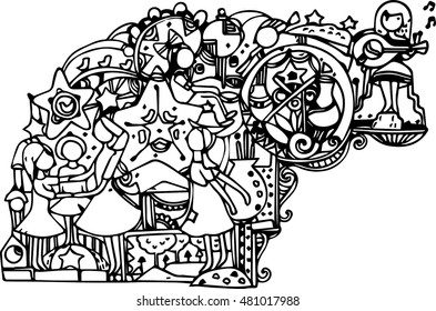 hand draw of imagination star in line art design for card