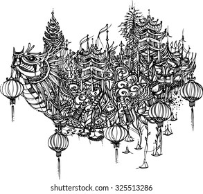 hand draw of imagination Thai art design for car