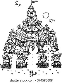 hand draw of imagination zoo design for card