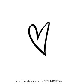 Hand draw ink simple cute heart illustration. Love symbol. Decor element for logo, label, emblem, poster, postcard and other